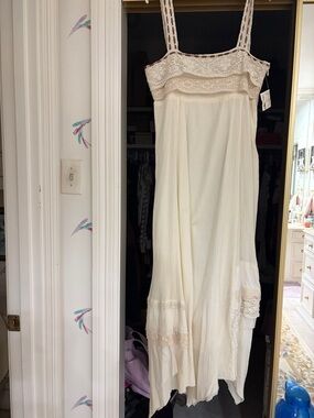 Cream Crochet Trim Maxi Dress BOHO